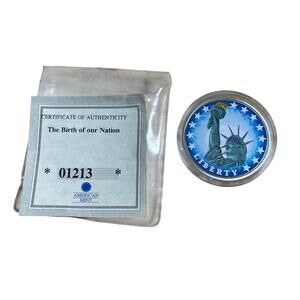 American Mint Birth of Our Nation Color Statue of Liberty Silver Plated Coin